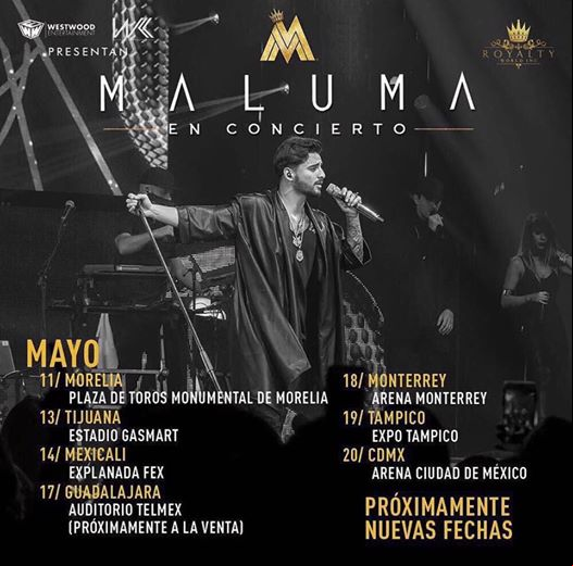 Concierto de Maluma, Pretty Boy, Dirty Boy, en Morelia, Michoacán, México, Jueves, 11 de mayo de 2017